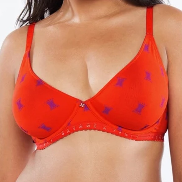 🆕SAVAGE X FENTY Orange Cotton Jersey Unlined Bra - Size: 34C - Picture 2 of 10